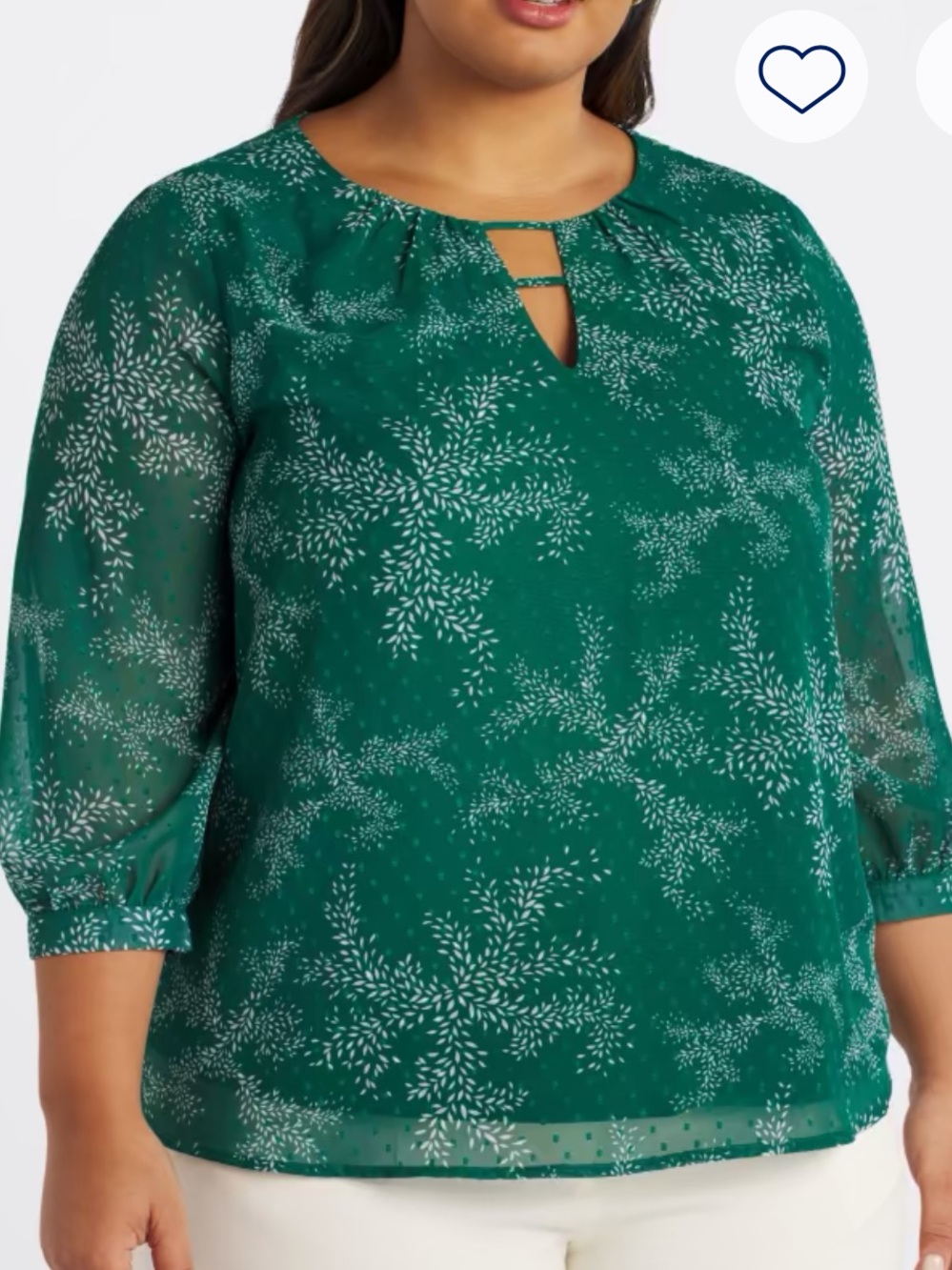Papermoon Emerald Green Keyhole Blouse with Subtle White Print
